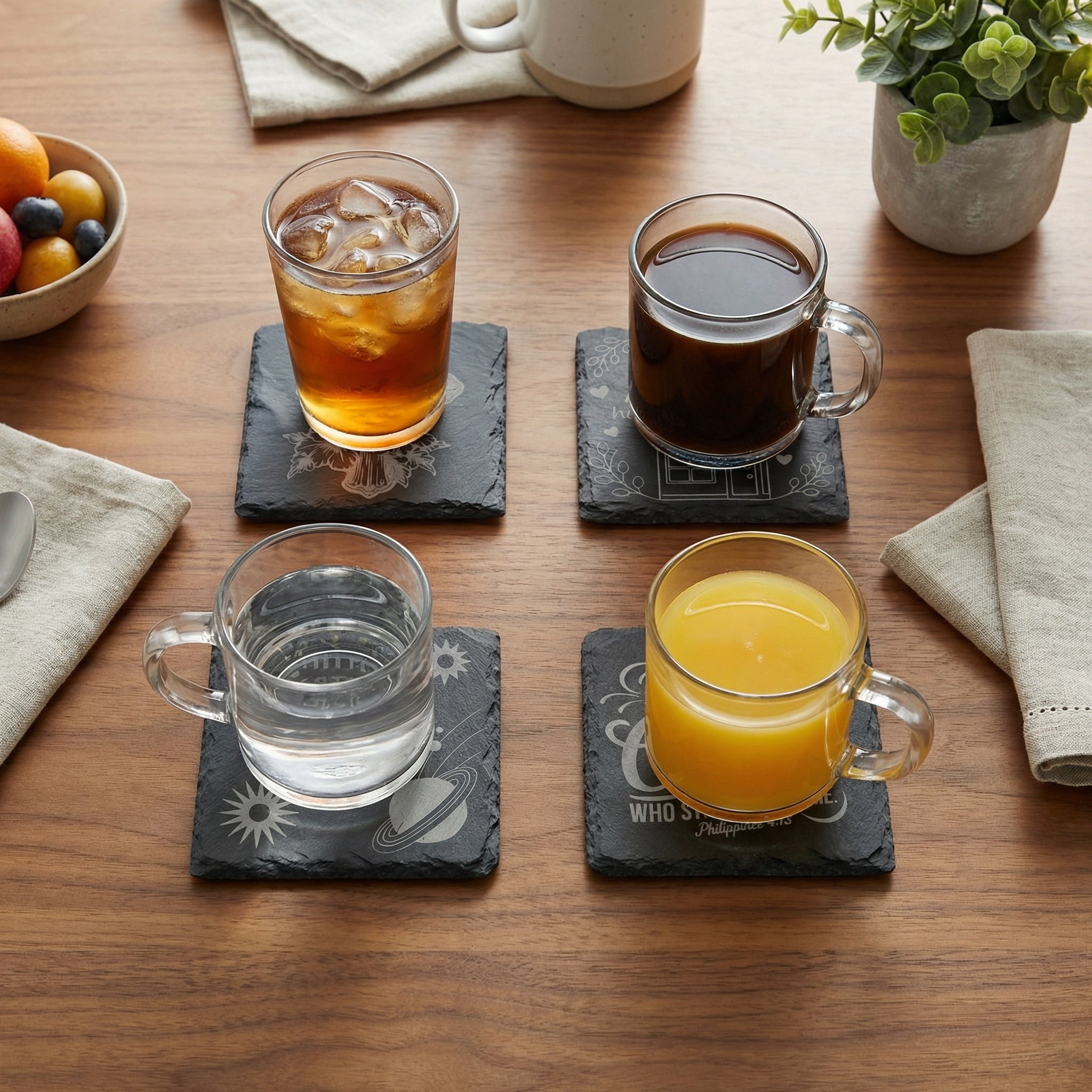 The Sanctuary Collection | Scripture & Faith Slate Coaster Set