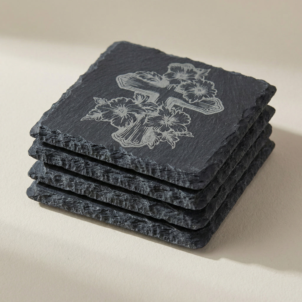 The Sanctuary Collection | Scripture & Faith Slate Coaster Set