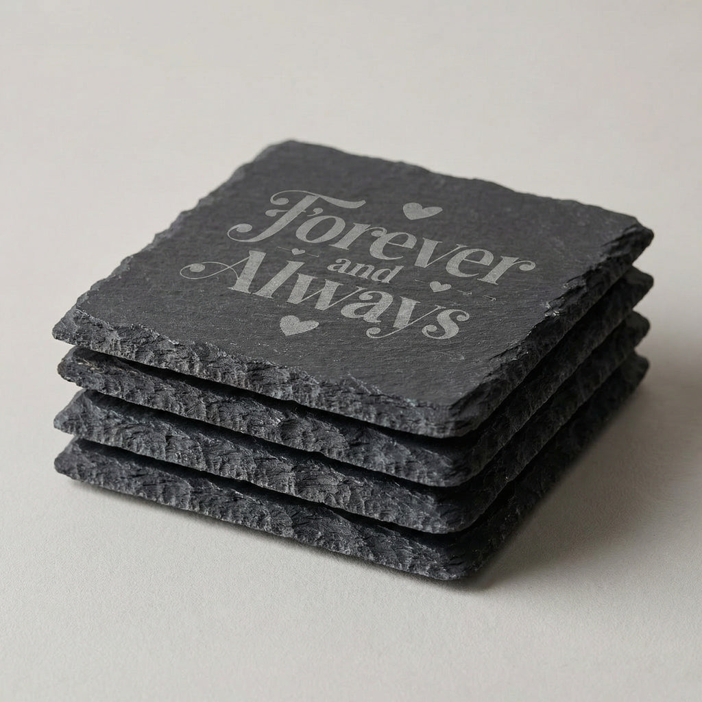 The Timeless Collection | Premium Laser-Engraved Slate Coaster Set