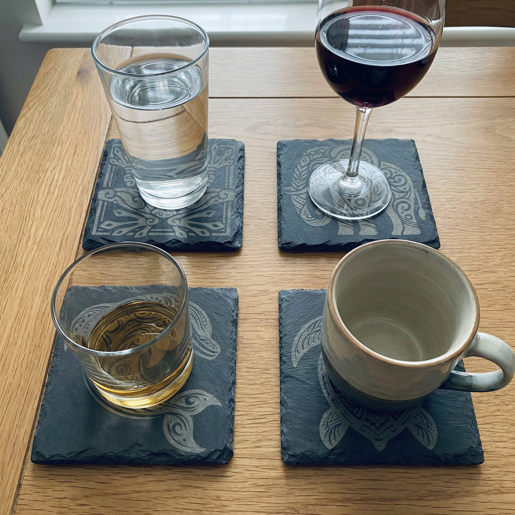 The Totem Collection | Tribal Wildlife Slate Coaster Set