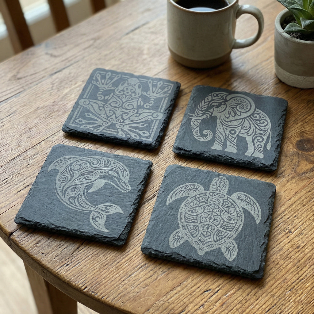 The Totem Collection | Tribal Wildlife Slate Coaster Set