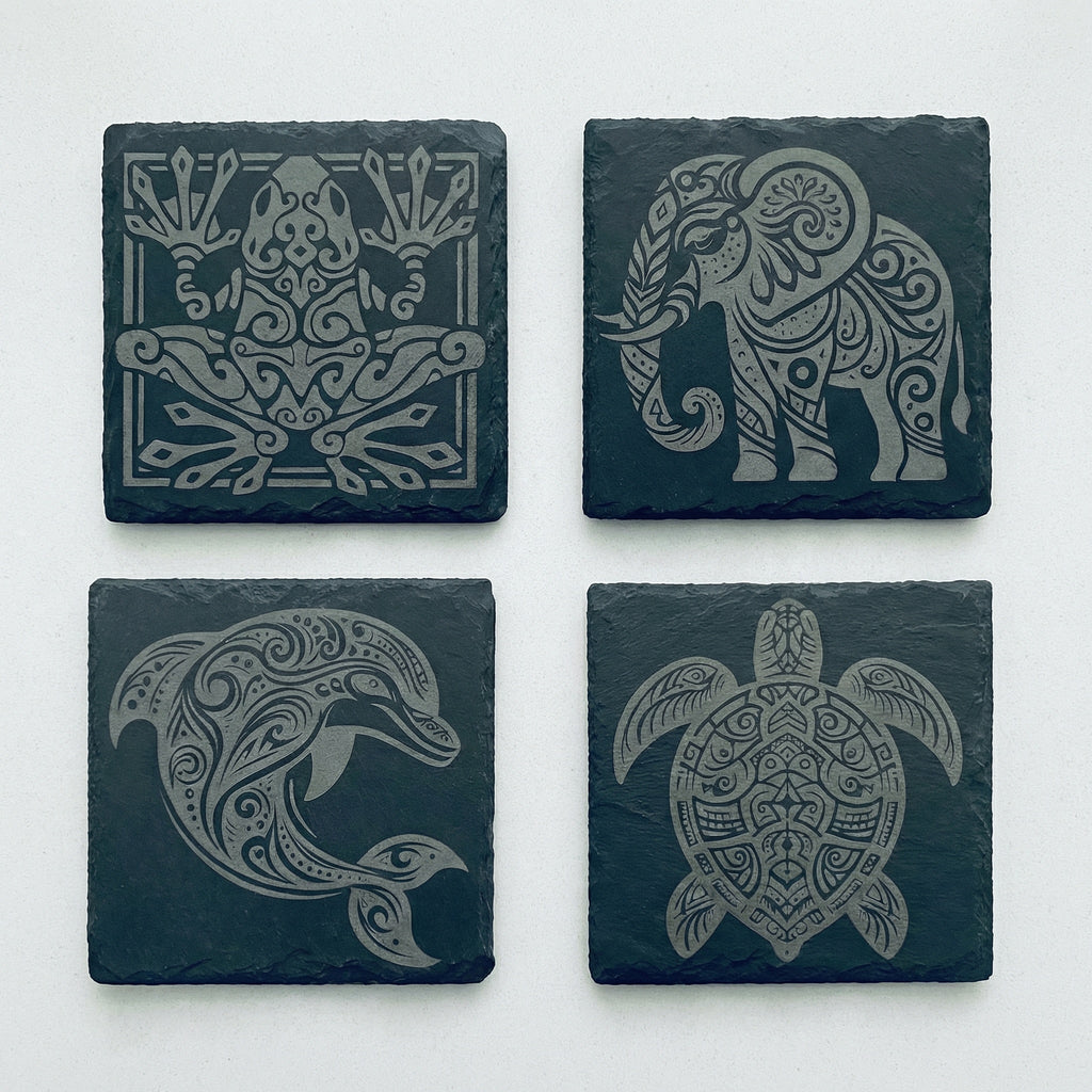 The Totem Collection | Tribal Wildlife Slate Coaster Set