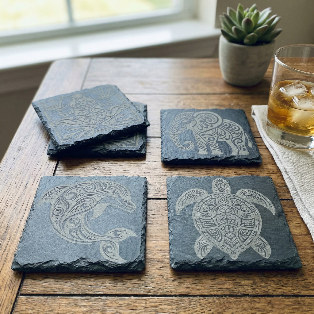 The Totem Collection | Tribal Wildlife Slate Coaster Set
