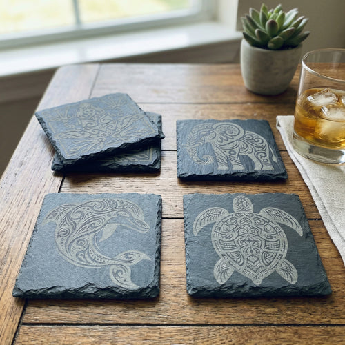 The Totem Collection | Tribal Wildlife Slate Coaster Set