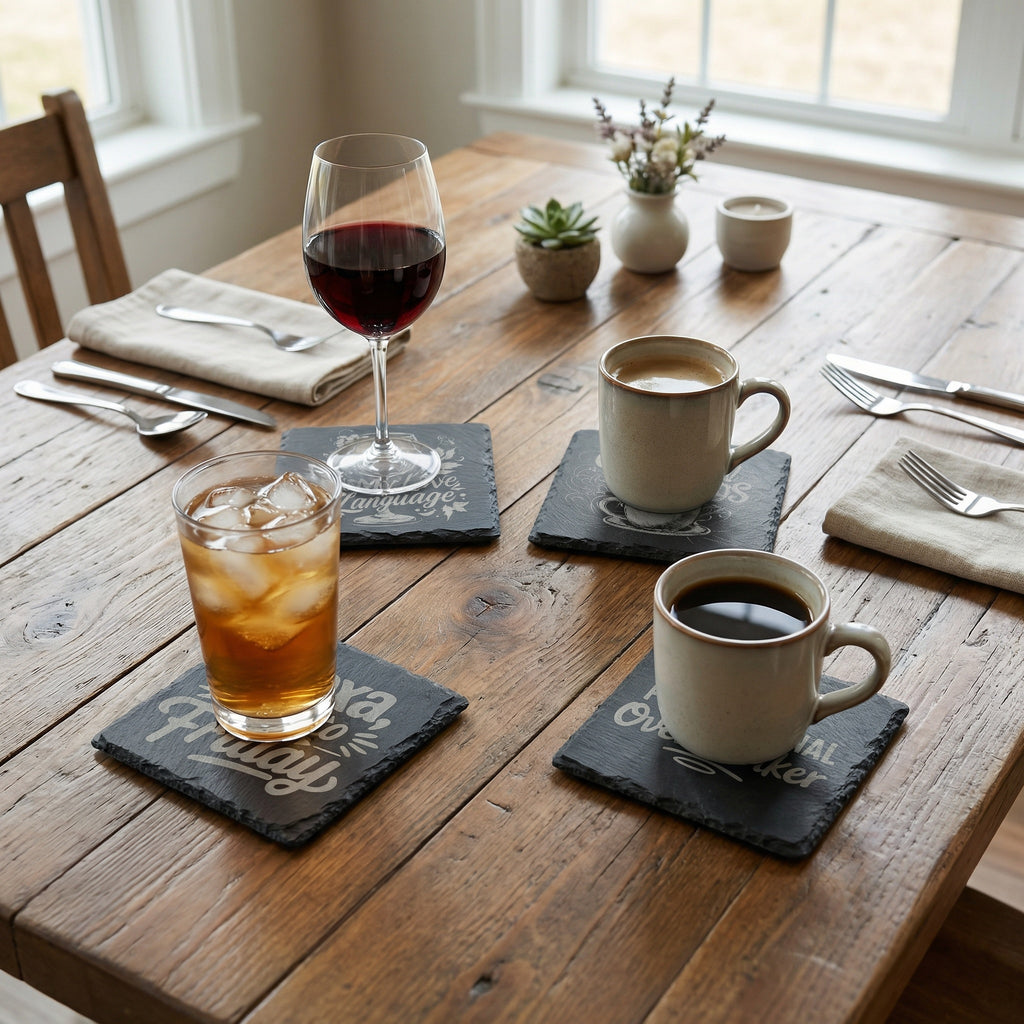 The Candid Collection | Witty Statement Slate Coaster Set